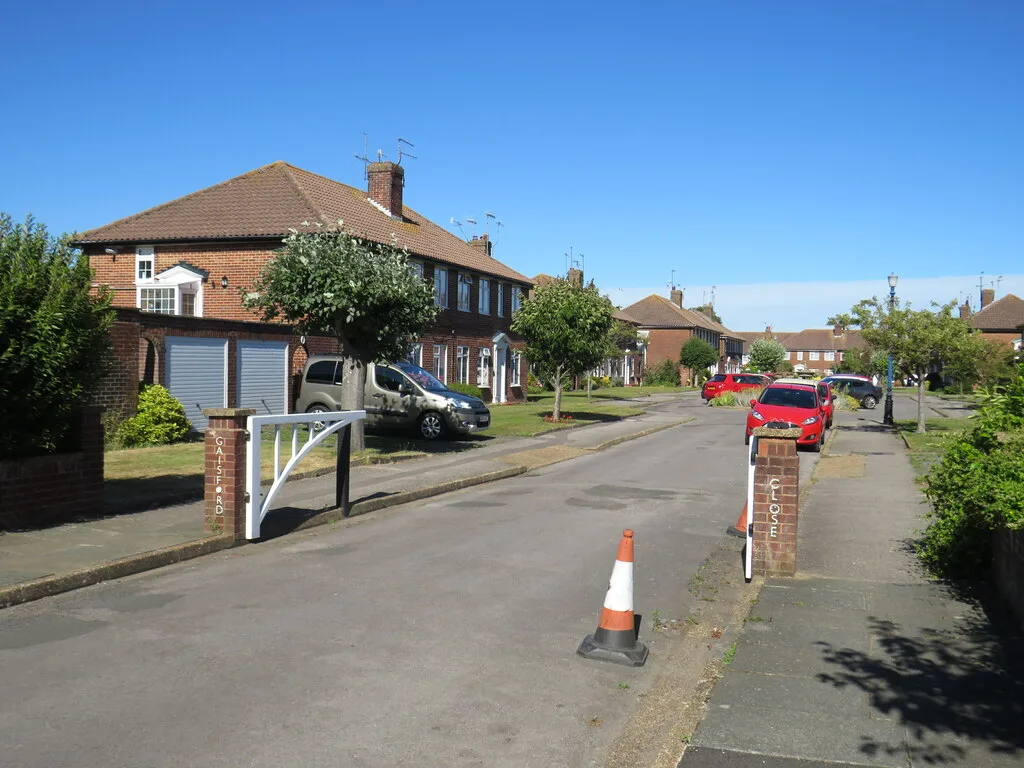 Homes in Gaisford Close, Worthing. The photograph shows a residential street and is not of any property named in the council's proposals.