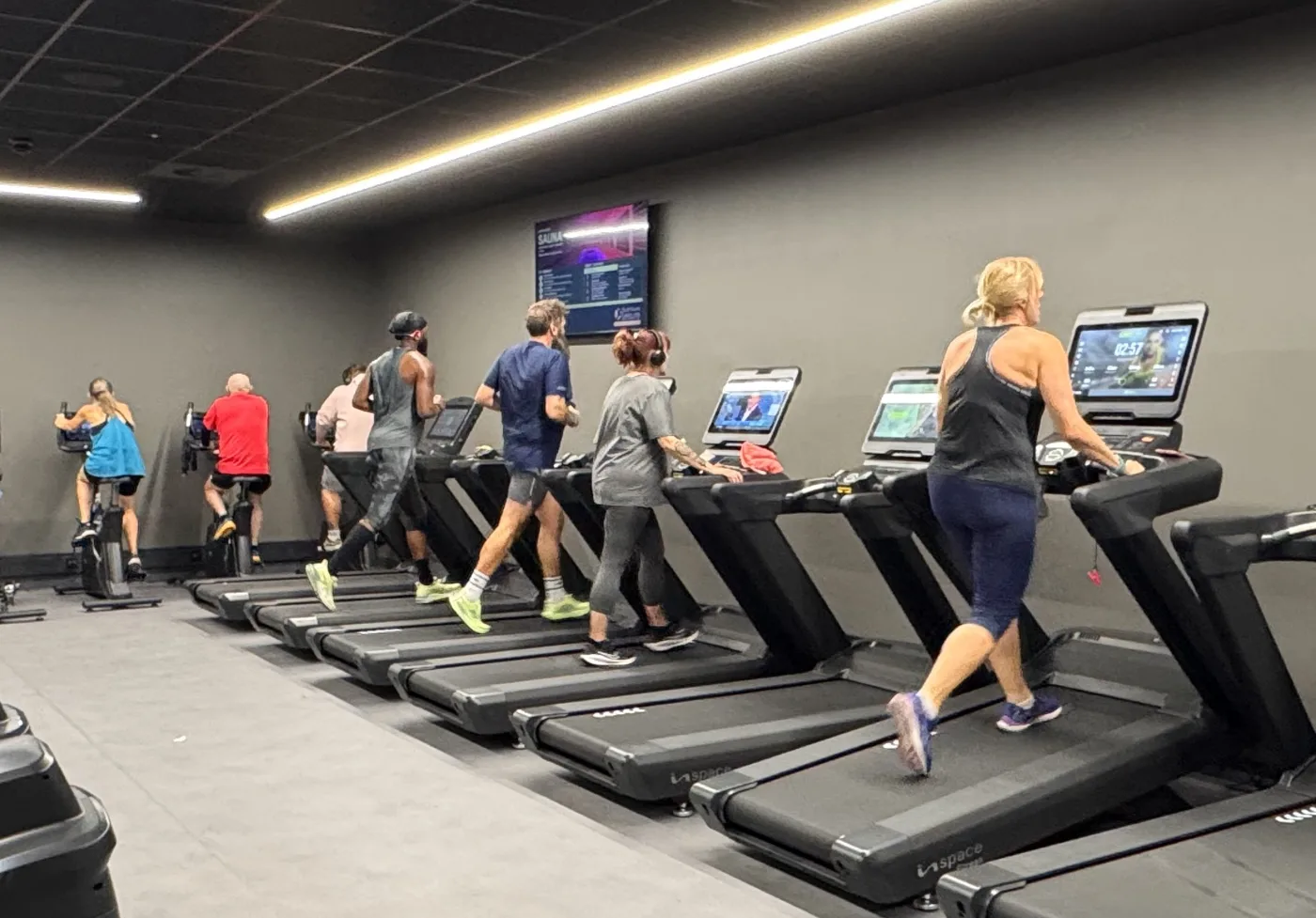 Customers on the treadmills and bikes on the opening day of the new gym at Worthing Leisure Centre